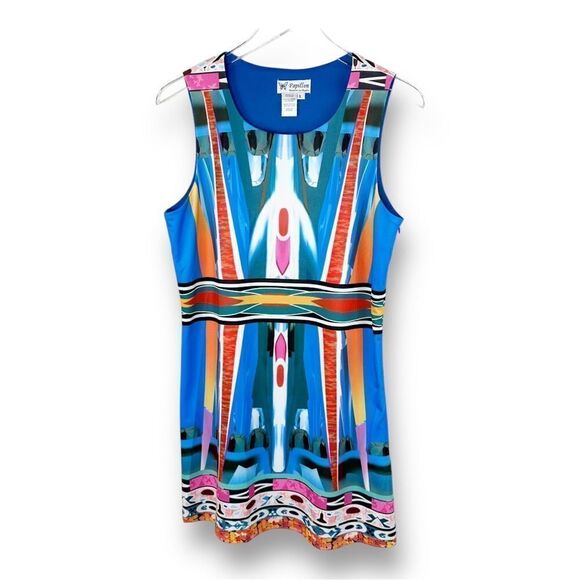 Papillon Bright Multicolor Sleeveless Side-zip Shift Dress Sz - Picture 1 of 10